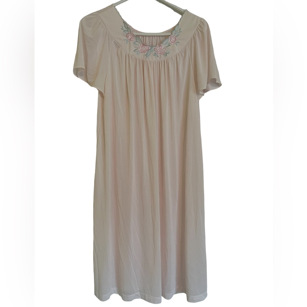 Vintage Shadowline Size Medium Light Pink Soft silky sheer Nightgown coquette